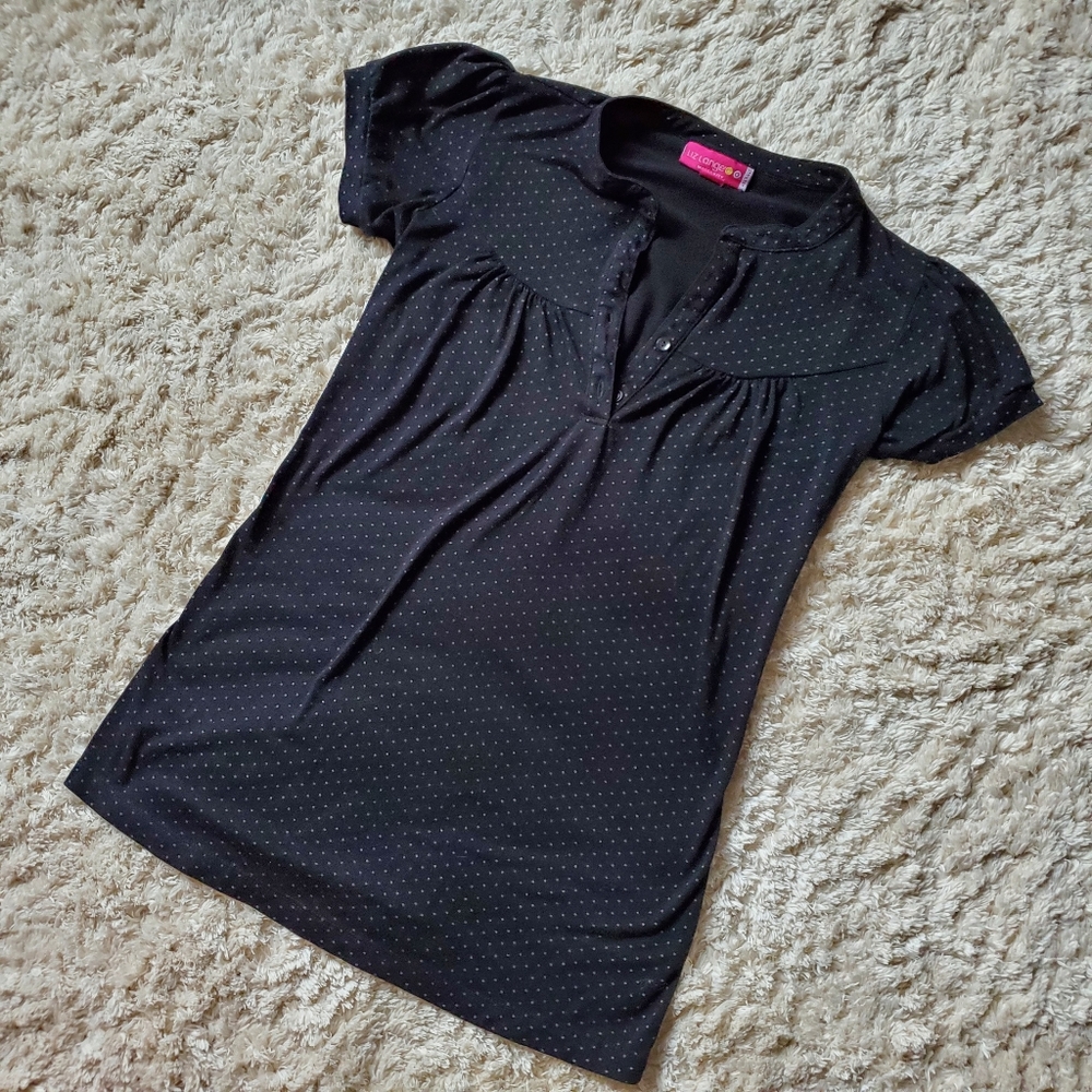 💫5/$20 Small maternity top black white polka-dot